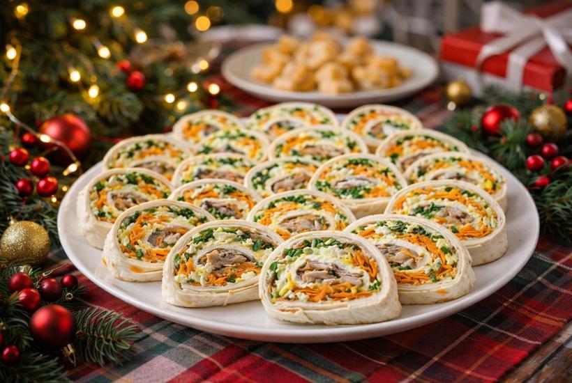 Рыба в рулете Мимоза должна быть раздавлена вилкой