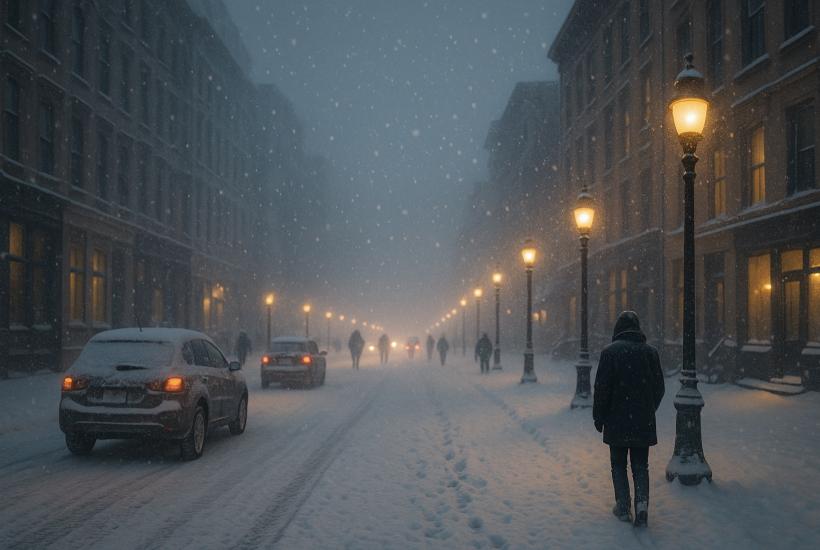 Снегопад в городе