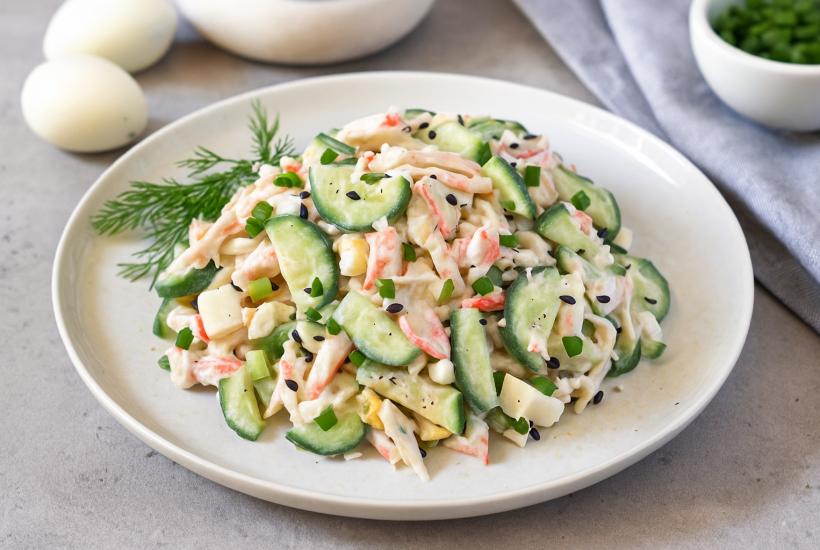 Салат из крабового мяса с огурцом