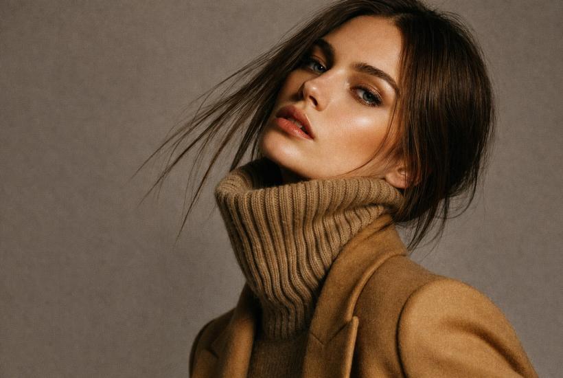 Девушка в свитере и пальто