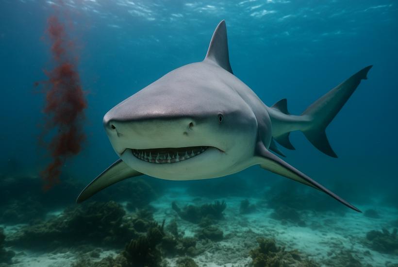 Акула-бык под водой