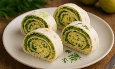 Базилик придаёт рулету из лаваша яркий аромат