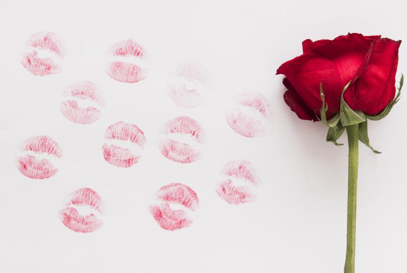 Роза и следы от губной помады