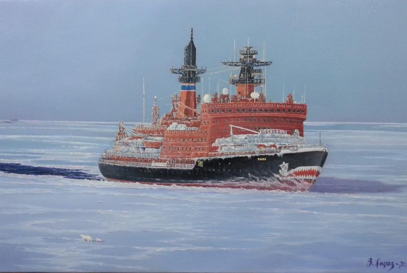 Ледокол Ямал. Караван. 80х120 холст, масло 2014 г. В. Косов