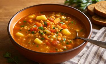 Кокосовое молоко заменяет сливки в веганском чечевичном супе с карри