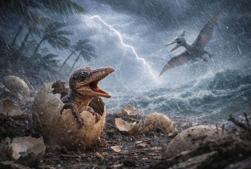 Детеныши птерозавров в шторм