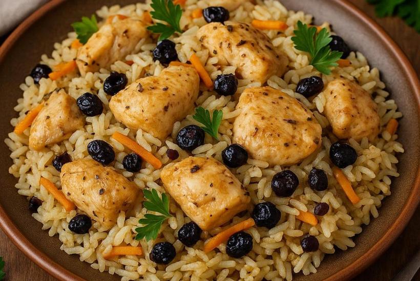 Плов с курицей и сушёными ягодами