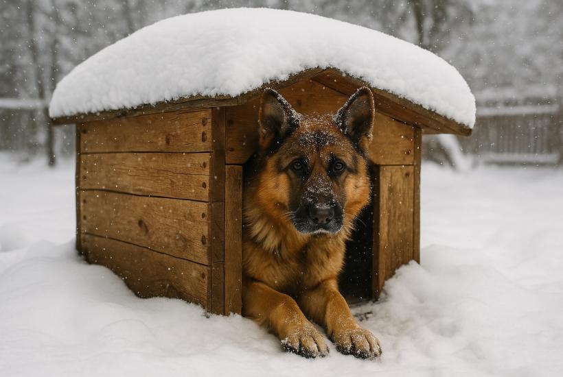 Собака в будке зимой