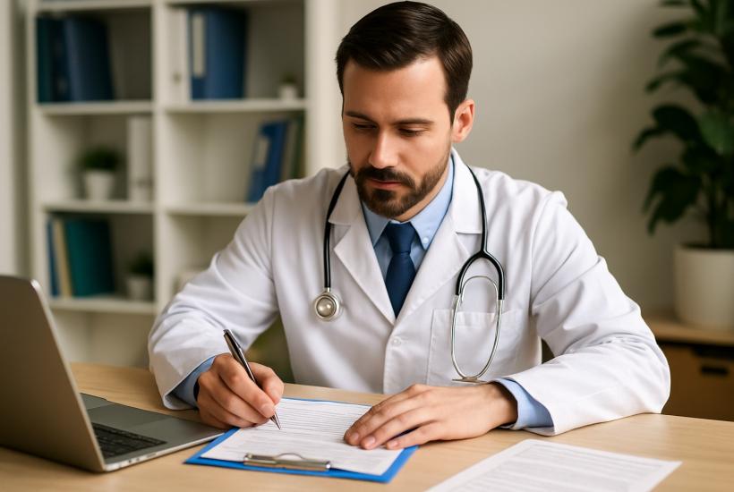 Врач оформляет документы