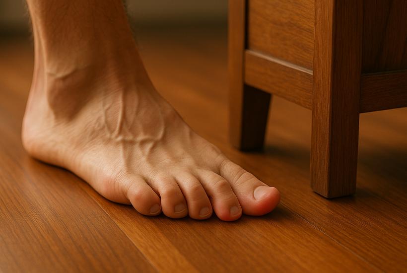Нога рядом с тумбочкой