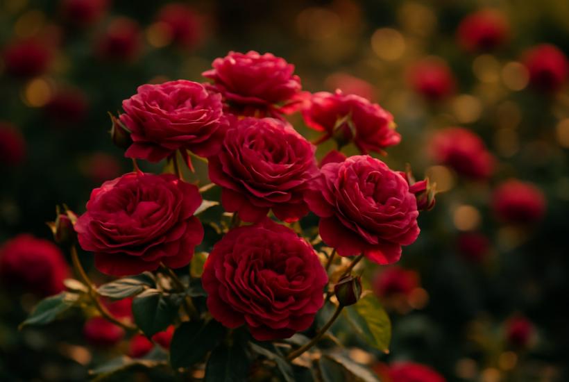 Цветущий куст роз