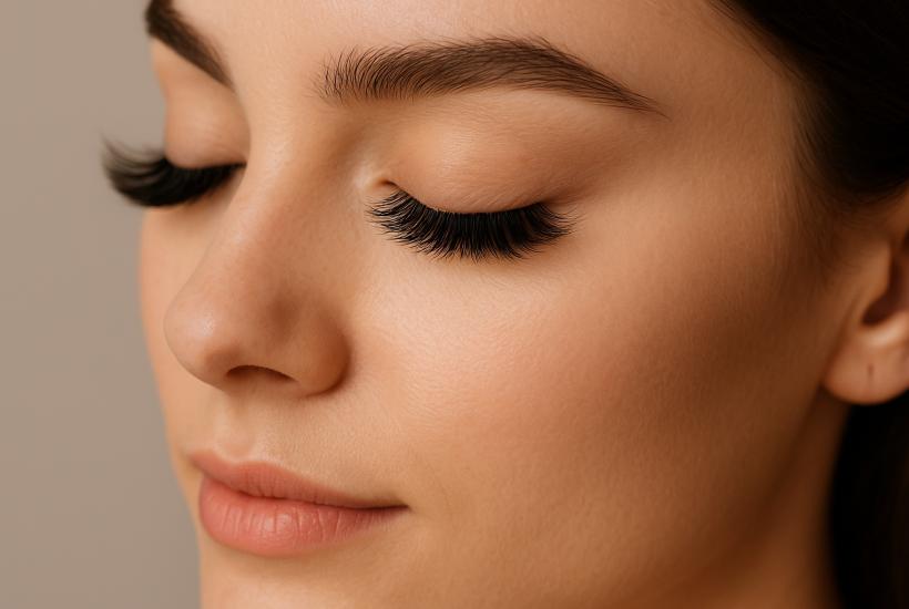 Наращенные ресницы крупным планом