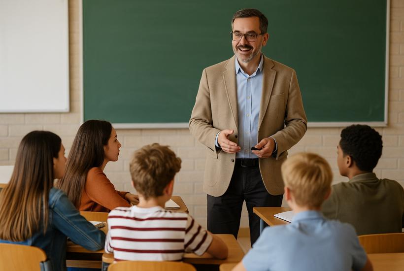 Учитель и школьники на уроке