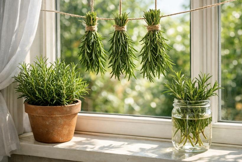 Розмарин на подоконнике