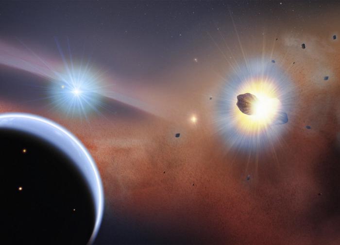 Астрономы обнаружили следы массивного столкновения двух огромных планет, вращающихся вокруг звезды, аналогичной Солнцу