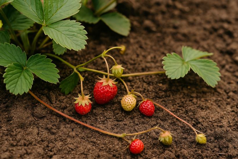 Куст земляники с ягодами