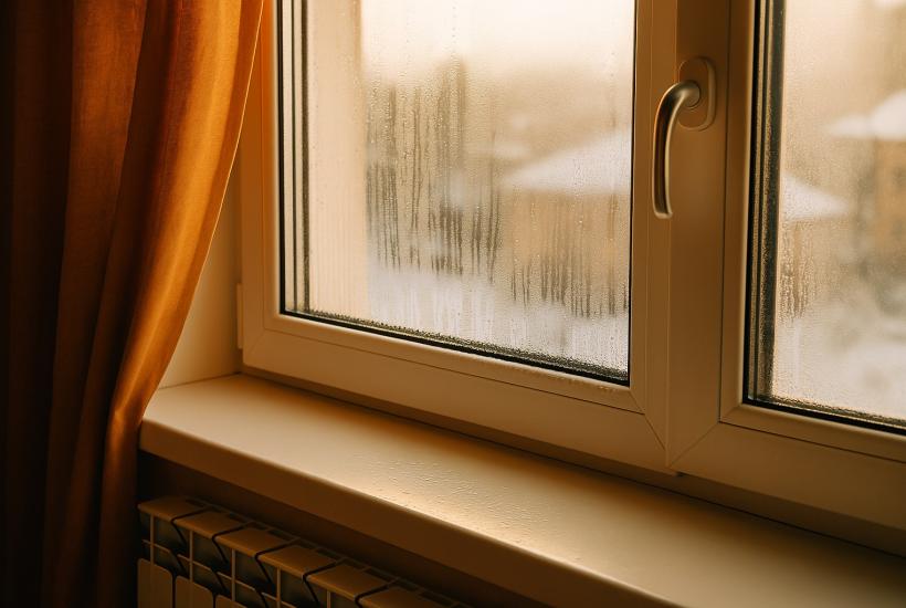 Конденсат на пластиковом окне зимой