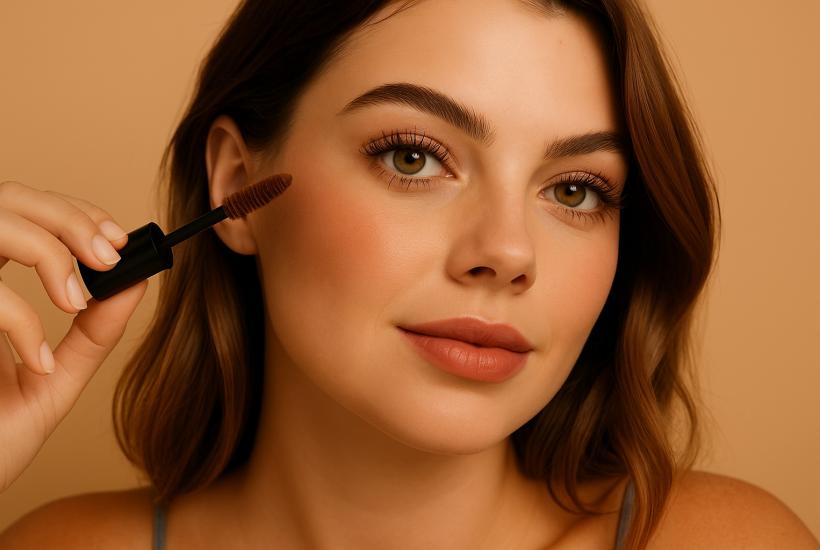 Девушка с коричневой тушью на ресницах
