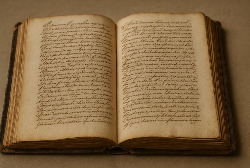 Открытая старинная книга