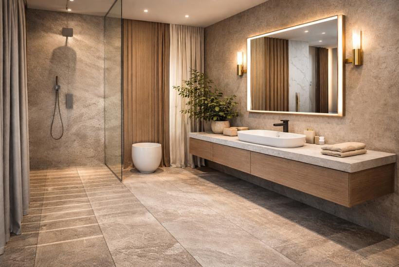 Современная ванная с обогревом