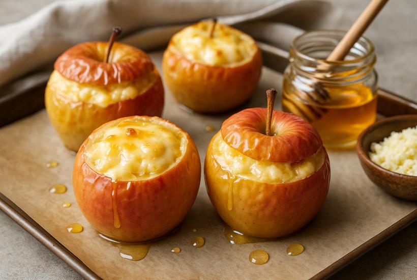 Печёные яблоки с сыром и мёдом