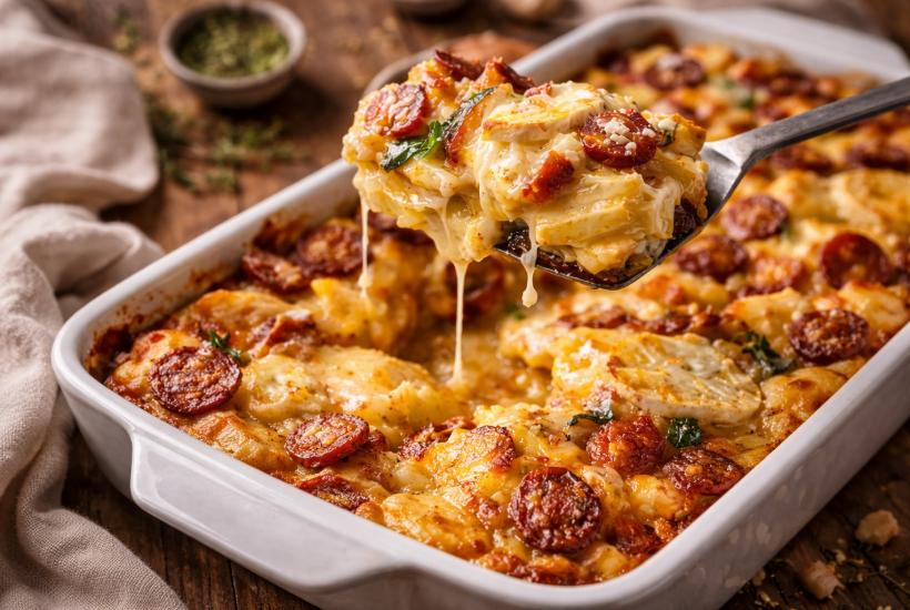 Гратен с картофелем и чоризо