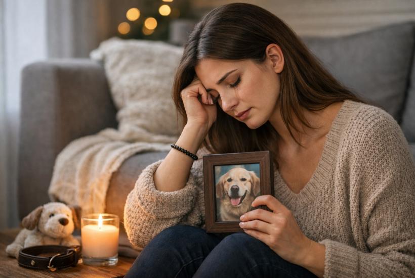 Девушка грустит по своему питомцу