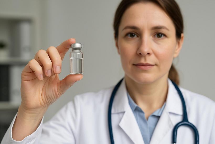 Врач держит вакцину