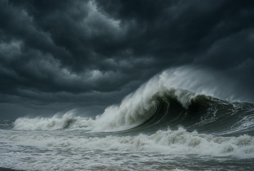 Ураганный шторм и океанские волны