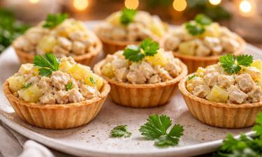 Тарталетки с курицей и ананасами готовятся за 30 минут