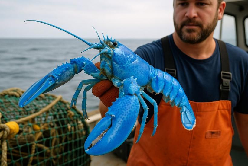 Редкий лобстер синего цвета