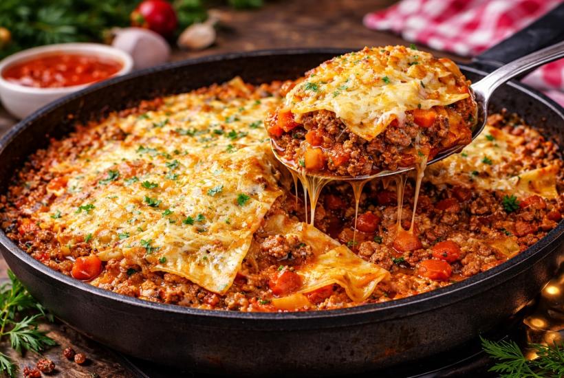 Ленивая лазанья на сковороде
