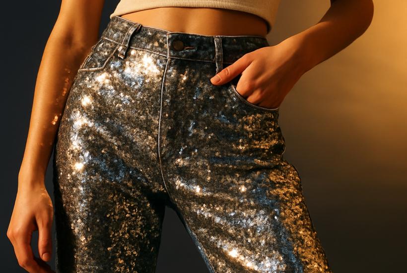 Джинсы с пайетками