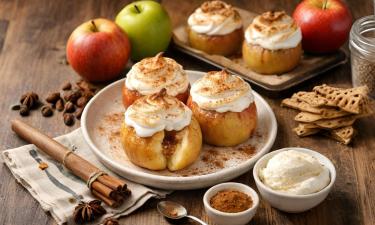 Рецепт печёных яблок с взбитыми белками и корицей