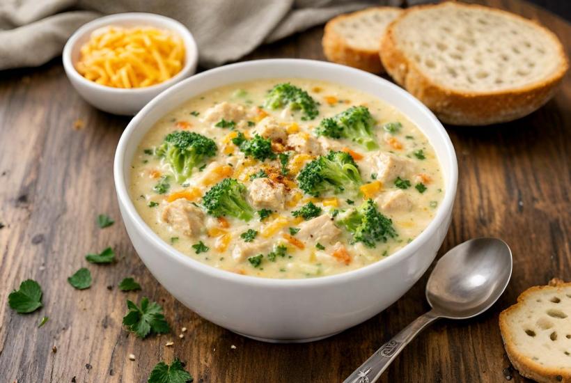 Сливочный суп с брокколи и курицей