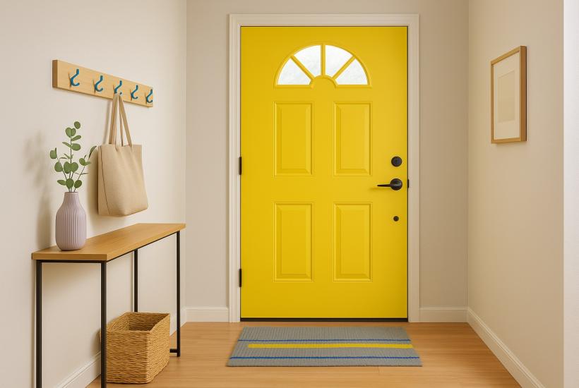 Жёлтая дверь в прихожей