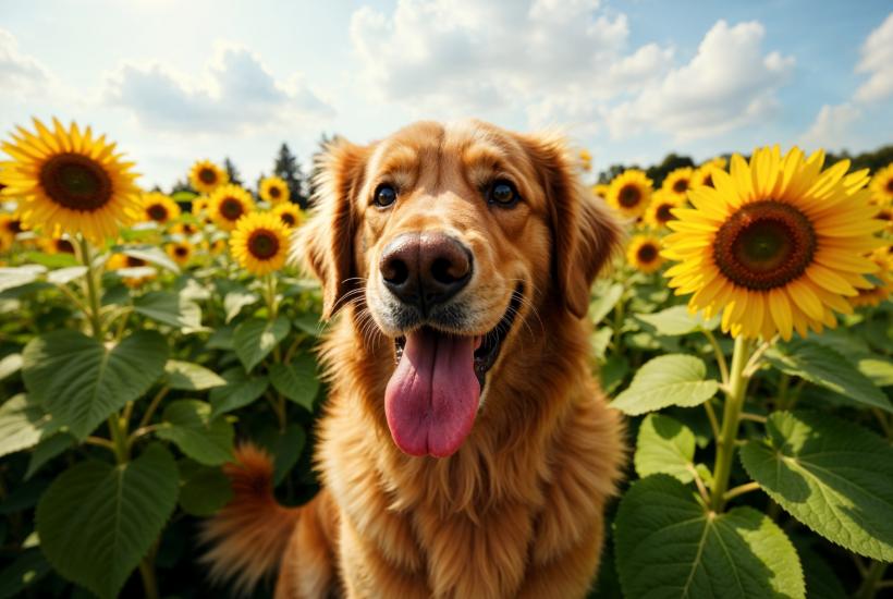 Золотистый ретривер в поле