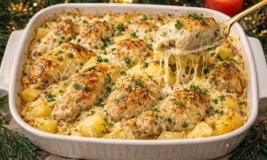 Картофель и курица запекаются в сливках 45–50 минут