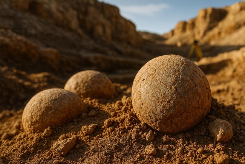 Окаменелые яйца динозавров в земле