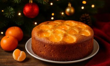 Шарлотка с мандаринами получается менее приторной