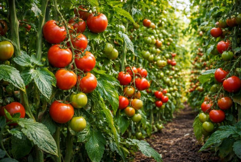 Высокие кусты томатов