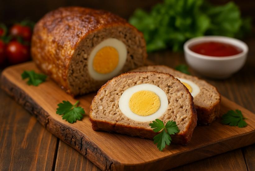 Мясной рулет с яйцом