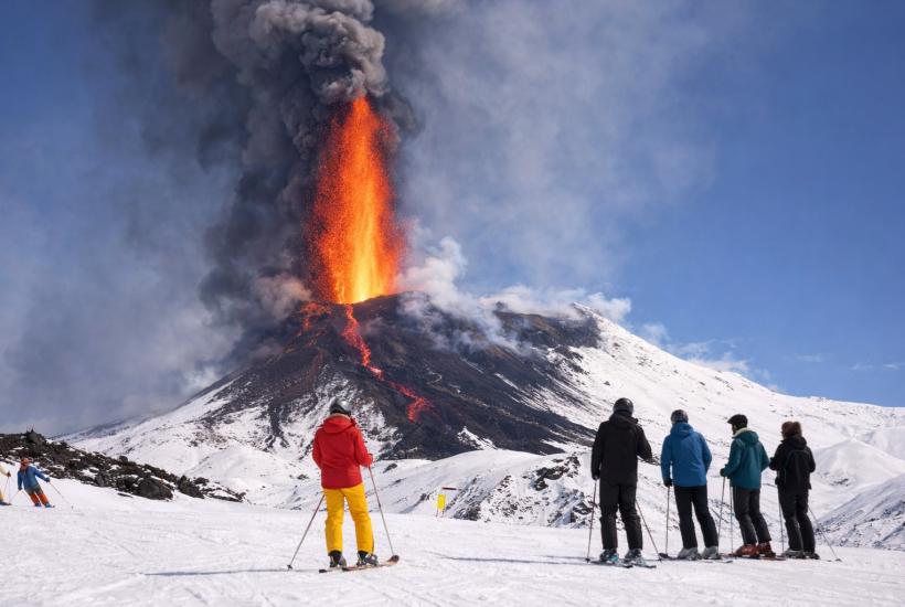 Извержение вулкана зимой