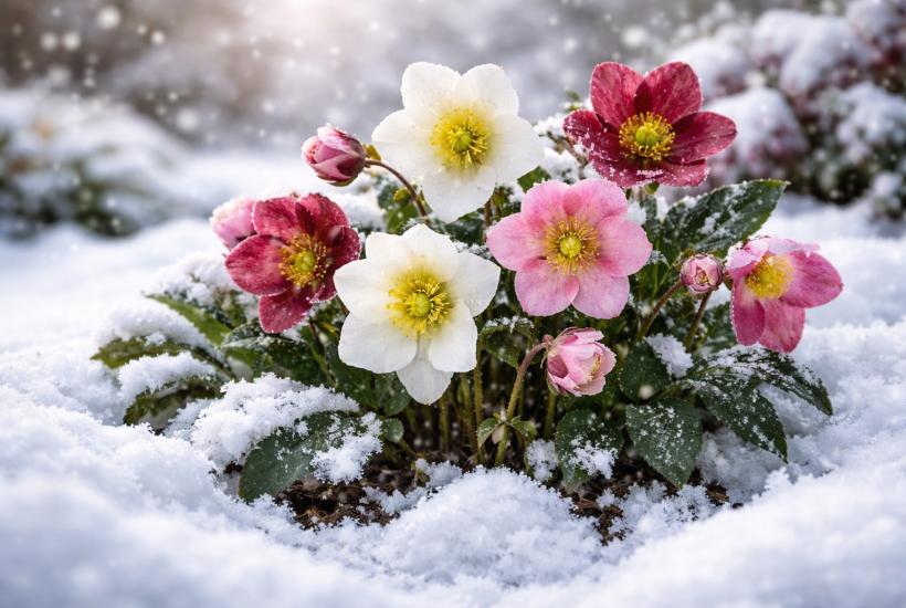 Цветы среди снега