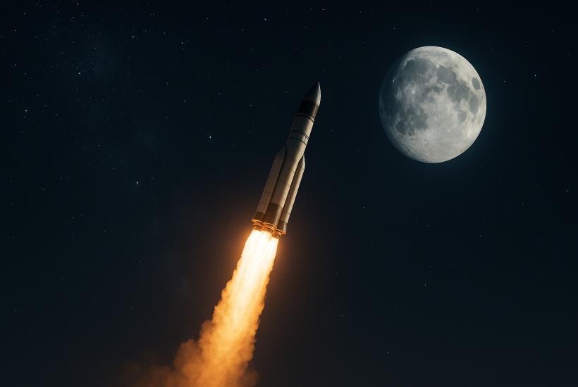Ракета на фоне Луны