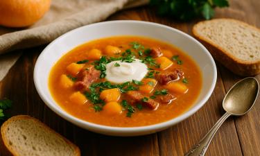 Белорусский суп гарбузок готовят из тыквы и картофеля