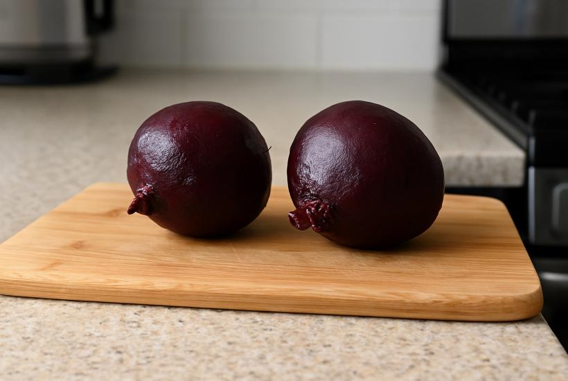 Отварная свекла на разделочной доске