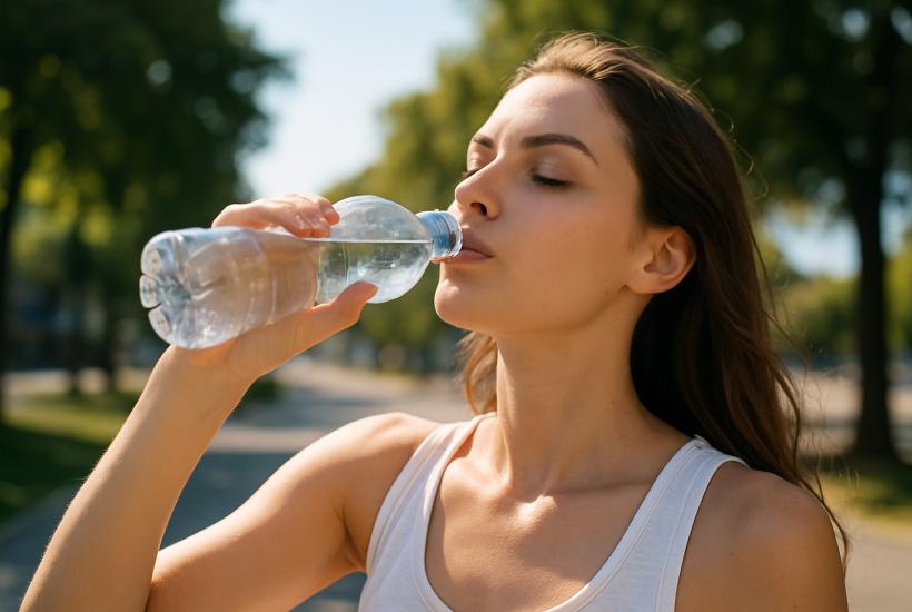 Девушка пьёт воду Девушка пьёт воду