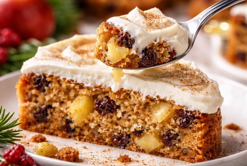 Кусочек яблочного пирога с кремом