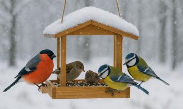 Подкормка салом привлекает синиц для зимней защиты сада